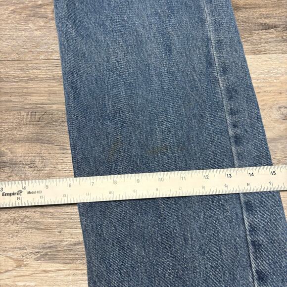 Levis 505 Mid Wash Blue Mens 38x32 Regular Fit Straight Leg Denim Jeans Red Tab - Picture 4 of 14